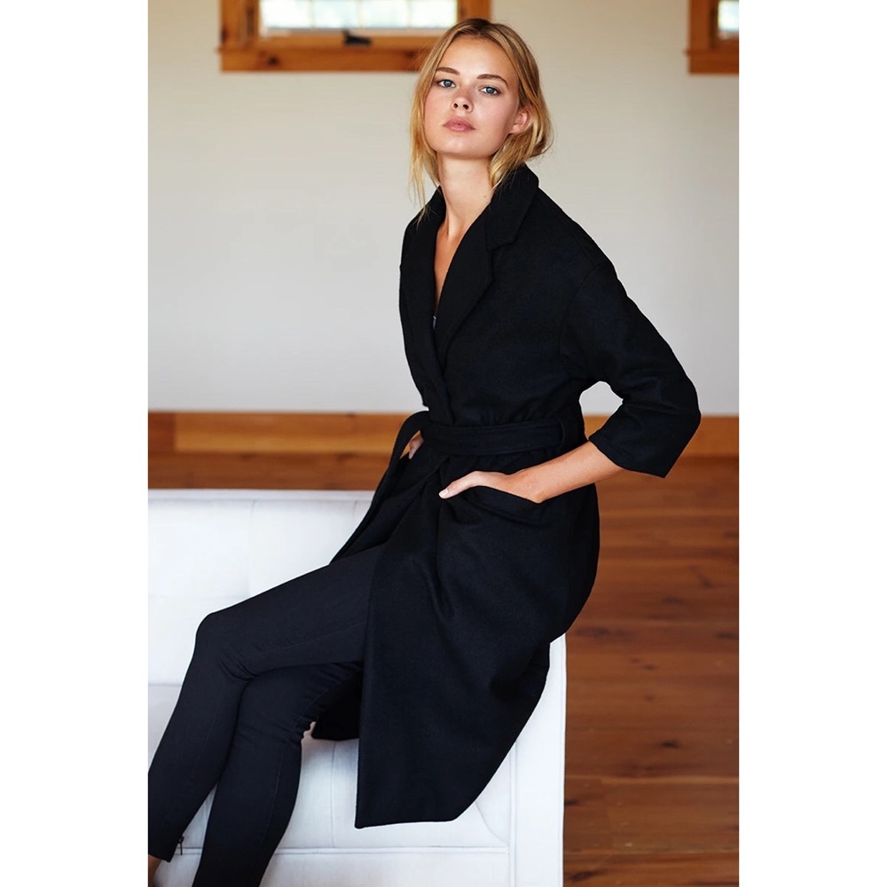Emerson Fry Drop Shoulder Coat Black Wool 0